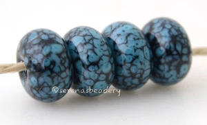 BLACK TURQUOISE Frit * handmade lampwork glass beads TANERES sra black blue - Picture 1 of 3