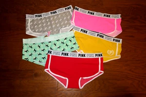 XL ❤️LOT 5 PINK Victoria's Secret High-waist COTTO Boy Short❤️ panties Boyshorts - Picture 1 of 8