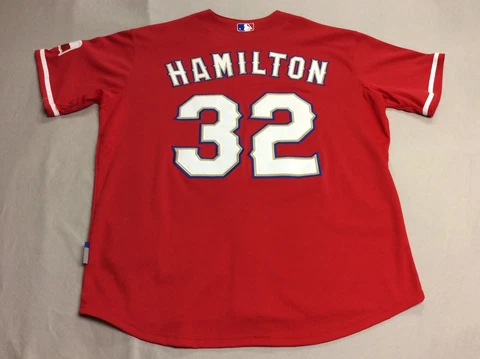 TEXAS RANGERS JOSH HAMILTON STITCHED RED COOL BASE MAJESTIC JERSEY ADULT SIZE 52 Cover