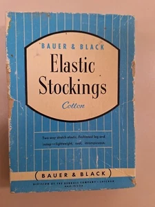 1950's Bauer & Black Nylon Stockings Above Knee Thigh-High Medium Beige Made USA - Picture 1 of 4