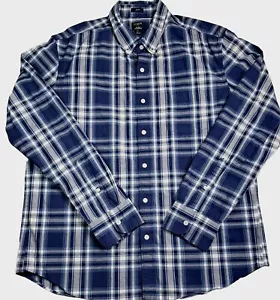 J.Crew Men's XL Blue Stripe Plaid Slim Flex Washed Long Sleeve Button Down Shirt - Picture 1 of 10