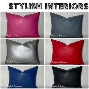 Hi-Quality Handmade Semi PU Leather Rectangle Cushion Covers Many Colours Sizes - Picture 1 of 19