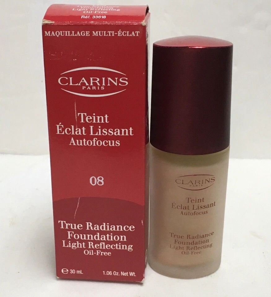 Clarins True Radiance Foundation 08 Sunlit Beige Sable OIL FREE New in Box - Image 1 of 2