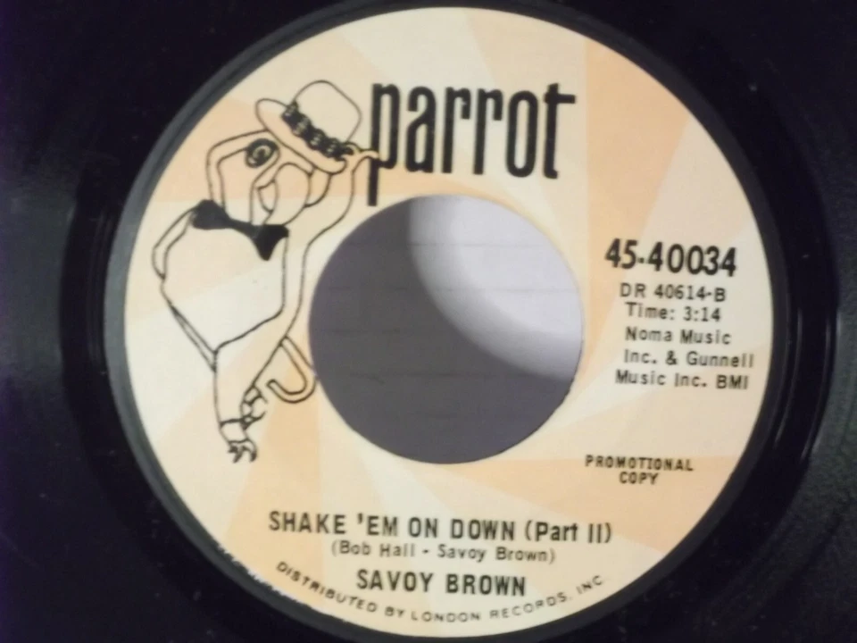 Savoy Brown,Parrot 40034,"Shake 'Em On Down"US,7"45,1968,PROMO,blues rock, Mint - Image 1 of 2