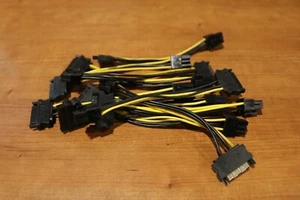 15pin SATA Power to 6pin PCIe PCI-e PCI Express Adapter Cable for Video Card Lot - Picture 1 of 9