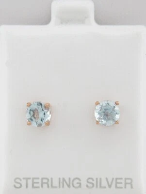 PENDIENTES AGUAMARINA ORIGINALES 2,18 Cts chapados en oro rosa 14k (plata 0,925) Foto 1 de 3