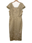 NWT ETRO Midi Sheath Dress Mate Gold Jacquard Textured Cup Sleeve Size US-12