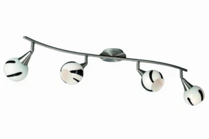 Barra de spot de ahorro de energía serpiente spot 4x E14 32W vidrio decorativo blanco negro 80 cm - Imagen 1 de 1