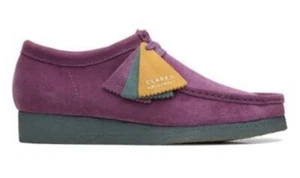 New Clarks Wallabee 261 68860 Men’s 10 Purple Suede Green Oxfords - Picture 1 of 7