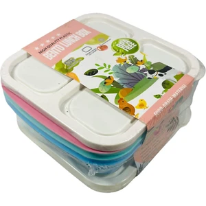 High Quality Plastic Bento Lunch Box 4 Pack BPA FREE Food Grade Material - Picture 1 of 5