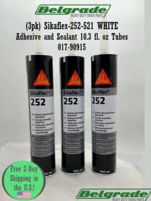 (3pk) Sikaflex-252-521 White Adhesive and Sealant 10.3 fl. oz Tubes 017-90915
