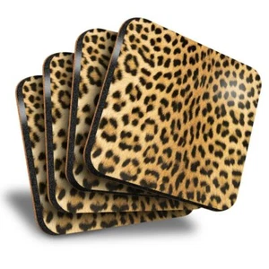 Set of 4 Square Coasters - Wild Animal Leopard Cat Fur Print #46429 - Picture 1 of 7
