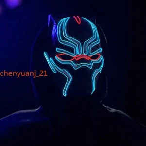 LED Cold Light EL Plastic Black Panther Mask MarvelHero Party Performance Props - Picture 1 of 1