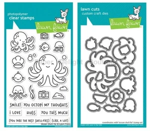 Lawn Fawn OCEAN SHELL-FIE Clear Stamp and Die Set LF2329 & LF2330 - Picture 1 of 1