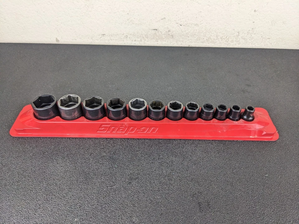 #bm405 Snap On 212IMFYA 12pc 3/8" Drive 6-Point SAE Shallow Impact Socket Set - Image 1 of 4