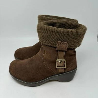 Crocs 11554 Zapatero Marrón Cuero Gamuza Plegable Sobre el Tobillo Botas Sin Cordones Para Mujer 8 Foto 1 de 4