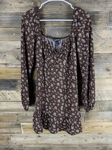 Charlotte Russe Women Plus Sz XL Brown With Elastic Neckline Top Long Sleeve - Picture 1 of 8