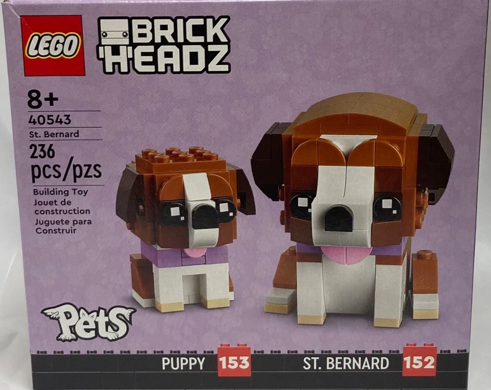 NIB LEGO Brickheadz St. Bernard and Puppy (40543) 236 Pieces Building Kit Toy - Image 1 of 1