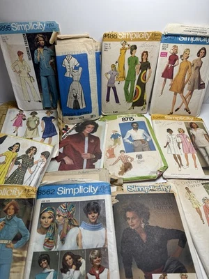 Lot Of 13 Simplicity Patterns Different Eras Sizes Conditions Cut & Uncut USED - Image 1 of 4