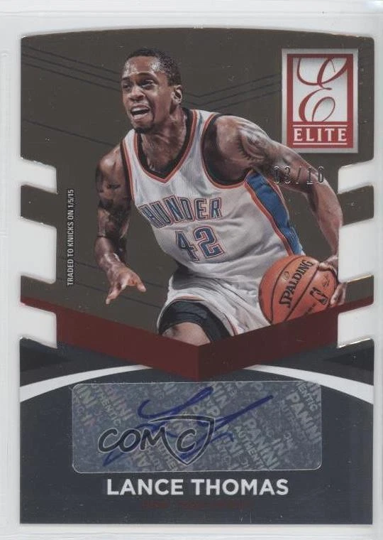 2014 Panini Donruss Elite Status Signatures Gold Die-Cut /10 Lance Thomas Auto - Image 1 of 2