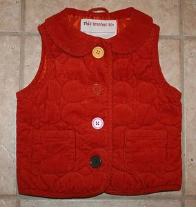 Gymboree Girls XS Size 3 - 4 Purrfect Autumn Large Button Corduroy Quilted Vest - Picture 1 of 2