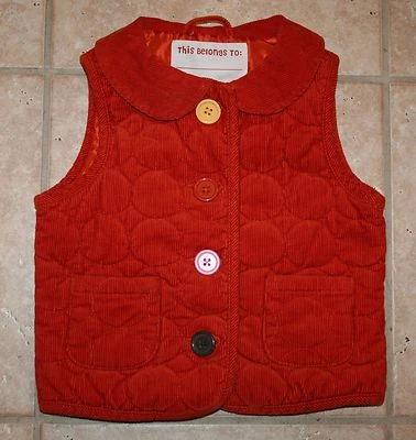Chaleco Acolchado Gymboree Niñas XS Talla 3 - 4 Purrfect Otoño Botón Grande Pana Foto 1 de 2