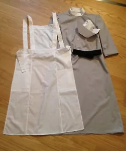 WWII WW2 Nurse Uniform grey dress, white apron, black belt, hat, size 4-30 - Picture 1 of 4