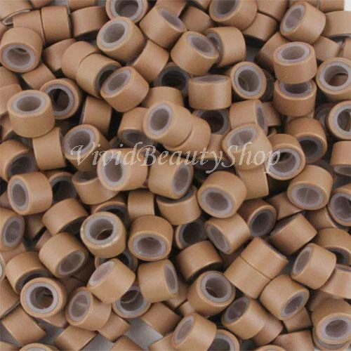 200 5mm Auburn Brown Silicone Micro Rings Beads for I Bond Tip Hair Extensions - Image 1 of 1