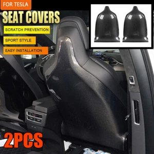 2PCS For Tesla Model X 2016-19 Carbon Fiber Seat Back Shells Cover Interior Trim - Picture 1 of 9