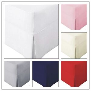 Luxury Easy Care Base valance Plain Dyed 100% Poly Cotton Box Pleated Sheet UK