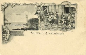 Postal de Turquía, Constantinopla, Café Turco, Faro Fanaraki (1899) - Imagen 1 de 2