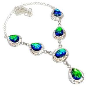 Triplet Opal Gemstone Handmade 925 Sterling Silver Jewelry Necklace Size 18" - Picture 1 of 1
