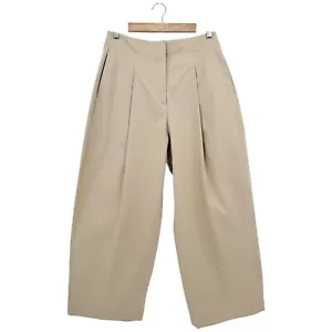 Zara NEW Darted Tapered Pants ZW Collection in Cotton Khaki Size M - Picture 1 of 13