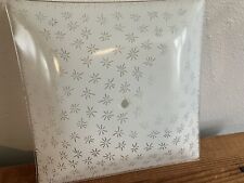 Vintage MCM ATOMIC STARS Ceiling Light Cover WHITE CLEAR 11 1/8" Glass Shade