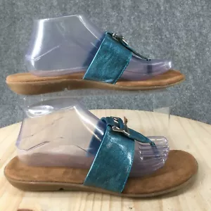 Sandalias de mujer Aerosoles 10 M inteligentes correa en T planas azul cuero sintético sin cordones - Imagen 1 de 15