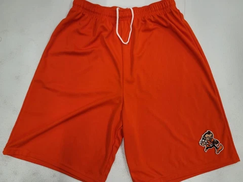 0725 Mens NFL CLEVELAND BROWNS ELF Logo Polyester SHORTS BLACK ORANGE New Cover