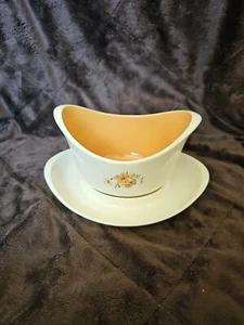 VTG Taylor Smith & Taylor Autumn Rose Gravy Boat & Underplate MCM - Picture 1 of 5