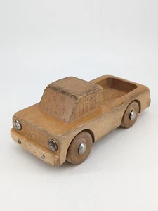 Vintage Playskool Solid Wood Pickup Truck Toy Wooden Wheels & Metal Headlights - Picture 1 of 8