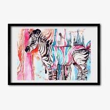 Tulup Bild MDF gerahmte Wand Dekor 60x40cm buntes Zebra