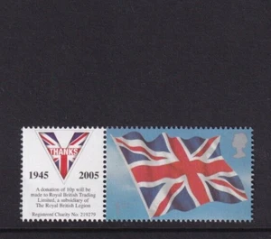 GB 2005 Union Flag 1st Class With Attached V Label ex British Legion Smilers MNH - Picture 1 of 1