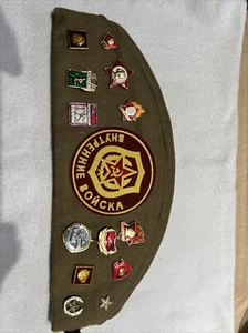 Vintage Soviet Union Russian Military Garrison Hat w 13 Pins USSR 3 Patches# 58 - Picture 1 of 18