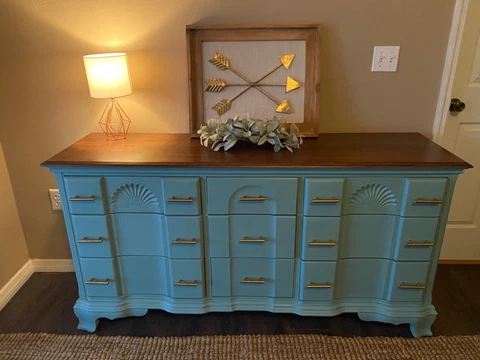 Refurbished 1961 Chippendale Style Block Front Dresser Cover