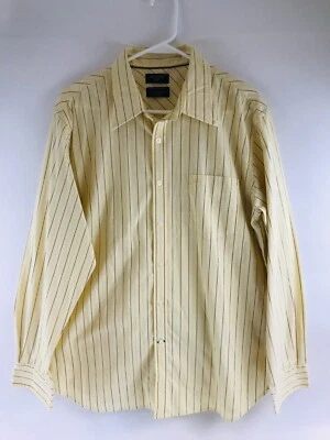 Camisa DOCKERS Para Hombre Talla Grande Amarilla Manga Larga Rayas Bolsillo Abotonable Foto 1 de 4