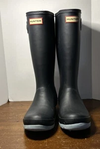 HUNTER Sherpa Lined Tall Waterproof Winter Wellies Rain Boots Blue US B5 6G - Picture 1 of 10