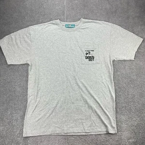 Big Dogs Mens T-Shirt I LET THE DOGS OUT Gray Chest Pocket Embroidered Crew Neck - Picture 1 of 12