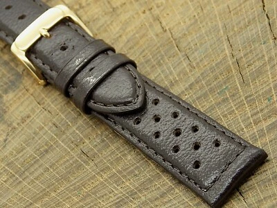 Correa de reloj de buceo vintage Speidel NOS de cuero sin usar con hebilla de tono dorado de 20 mm  Foto 1 de 4