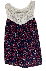 Circo Girls Navy Floral Crochet Trimmed Dress Size 4T - Picture 1 of 3