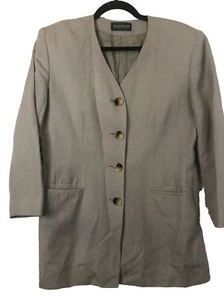 Harve Bernard Leinen Damen Jacke minimalistisch beige Knopfleiste - Bild 1 von 6