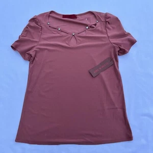 Blusa Love Scarlett Mujer Pequeña Rosa Manga Corta Elastizada Nueva con Etiquetas Rosa - Imagen 1 de 9