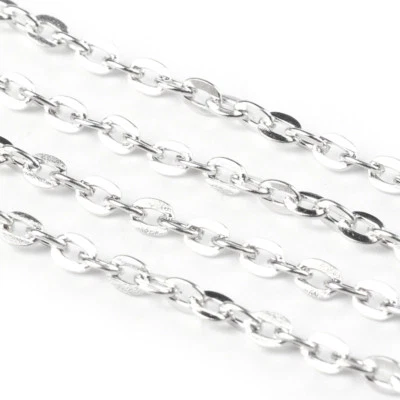 109yds/Roll Platinum Iron Cross Chains Oval Link Unsoldered String 4x2.7x0.7mm - Image 1 of 2